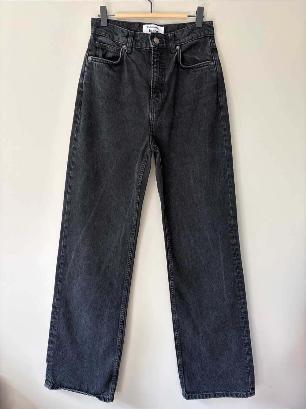 Reformation Jeans Wilder High Rise Wide Leg Jeans Vana Wash Black Size 27